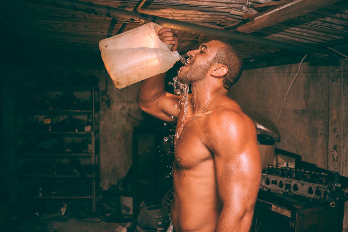 Man with healthy supplement routine